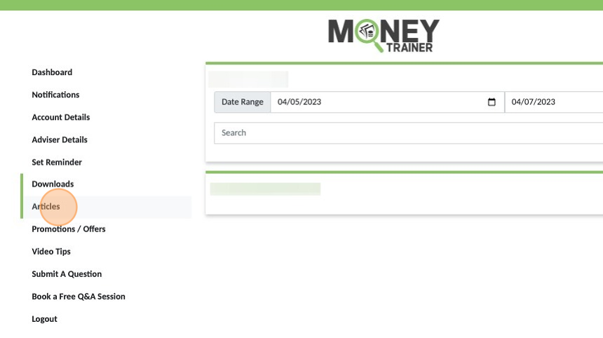 Screenshot of: "Articles" this is where we keep a range of helpful articles for your reference. We normally send you a notification if a new article is added.
If there is a topic you would like us to write about and add, please let us know through the 'Submit a Question' function and we will do our best to provide one.