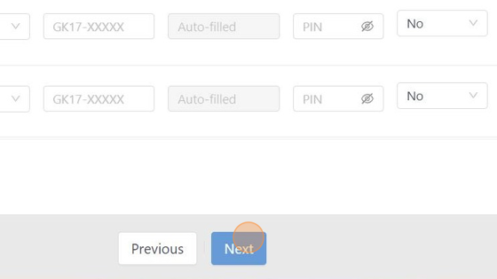 Screenshot of: Fill out their token Serial Number and click Next.