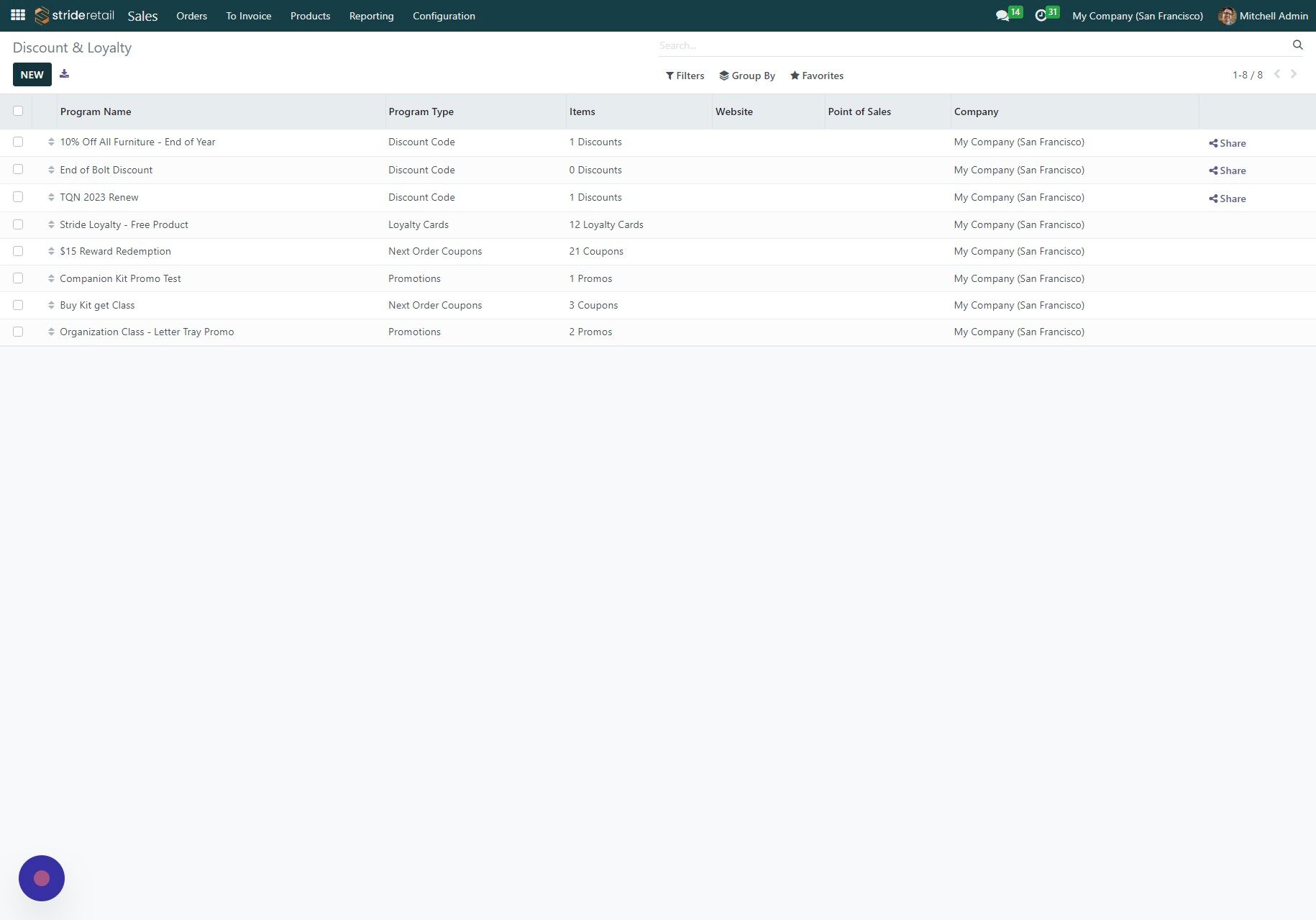 Screenshot of: Click "NEW"