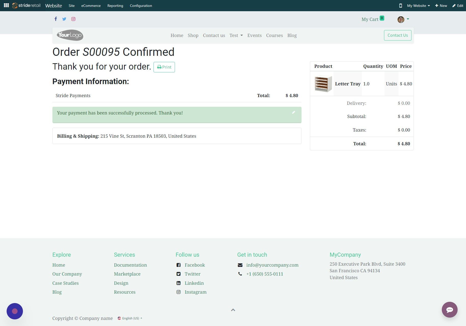 Screenshot of: The next order coupon on the website is sent as an email.  So the customer will not see it at checkout.  The next slides show you what email the customer will receive.