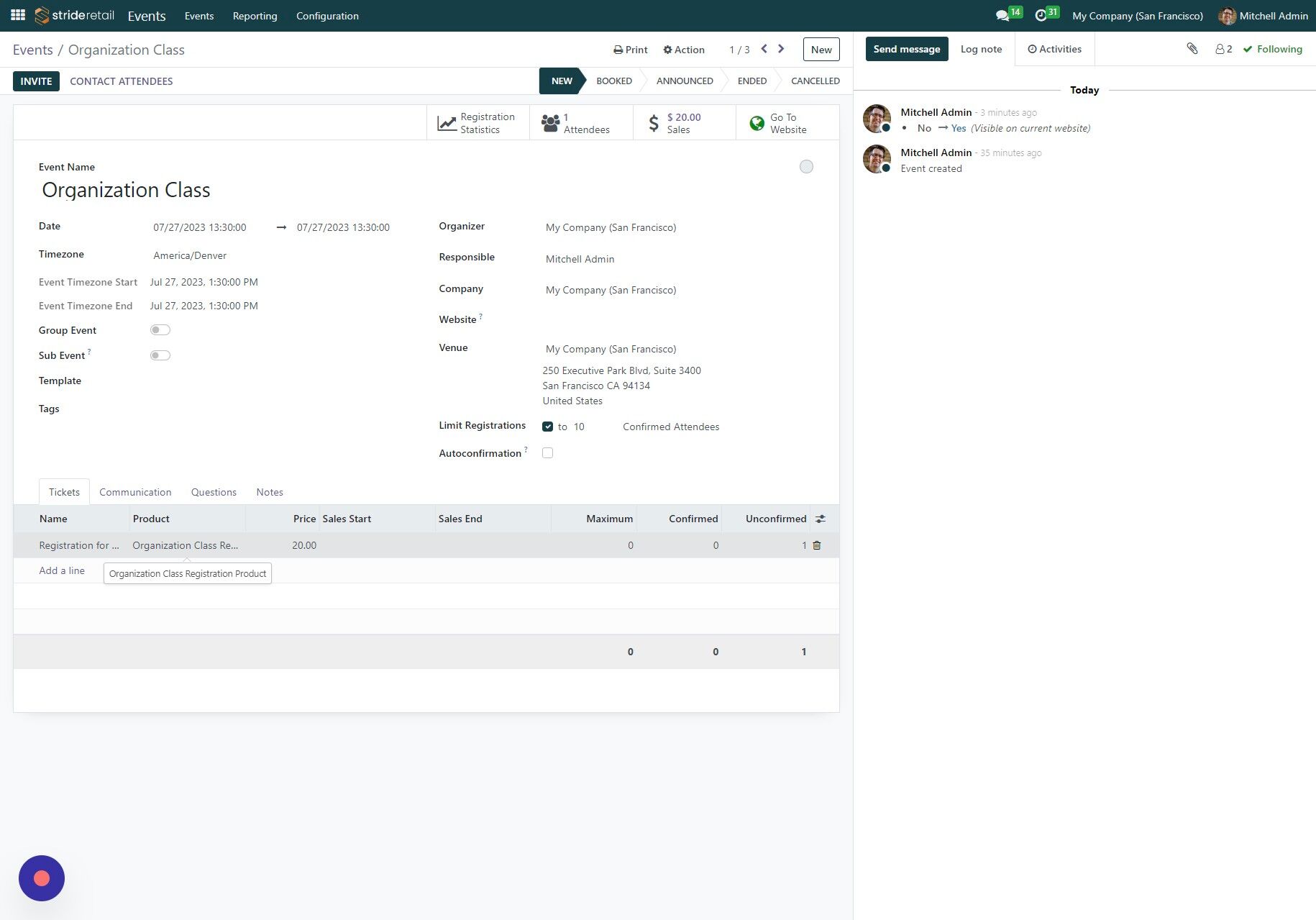 Screenshot of: This slide and the next 3 are for reference only.  It shows that this class has a unique registration product.