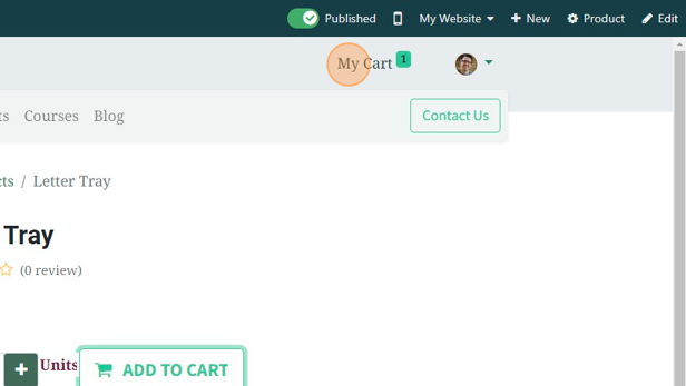 Screenshot of: Click "My Cart"