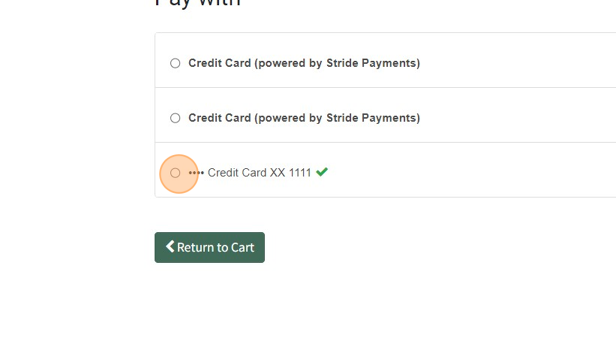 Screenshot of: Click the "•••• Credit Card XX 1111" field.