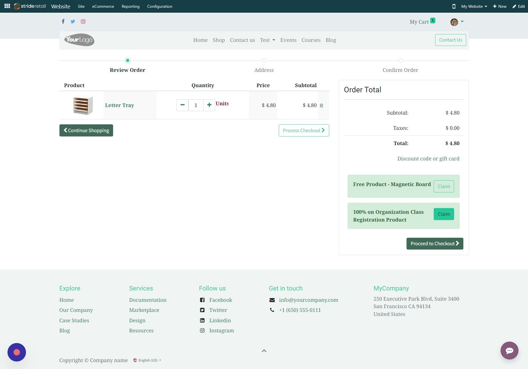 Screenshot of: Click "Claim" - It won't add to cart because I have not registered for the class yet.