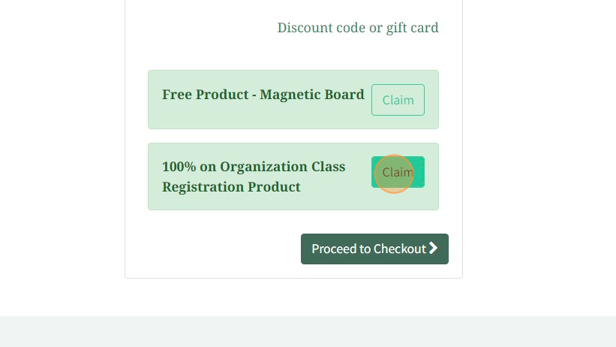 Screenshot of: Click "Claim" - It won't add to cart because I have not registered for the class yet.