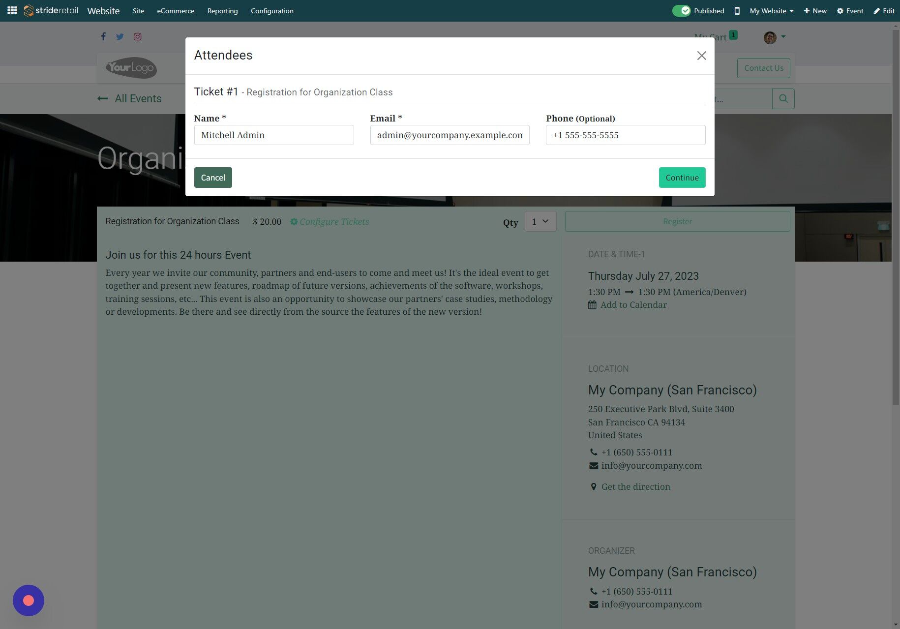 Screenshot of: Click "Continue"