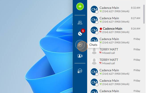 Screenshot of: The chat's screen is how you send instant messages to other users and use the SMS feature. 