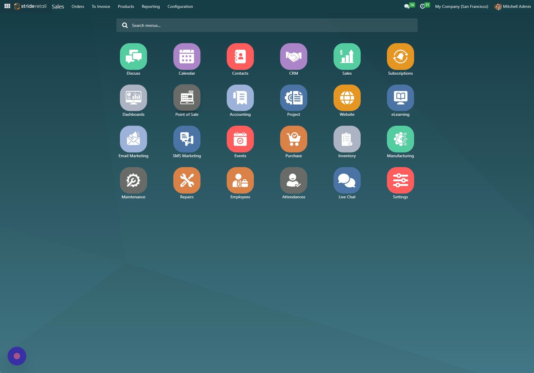 Screenshot of: Point of Sale example.