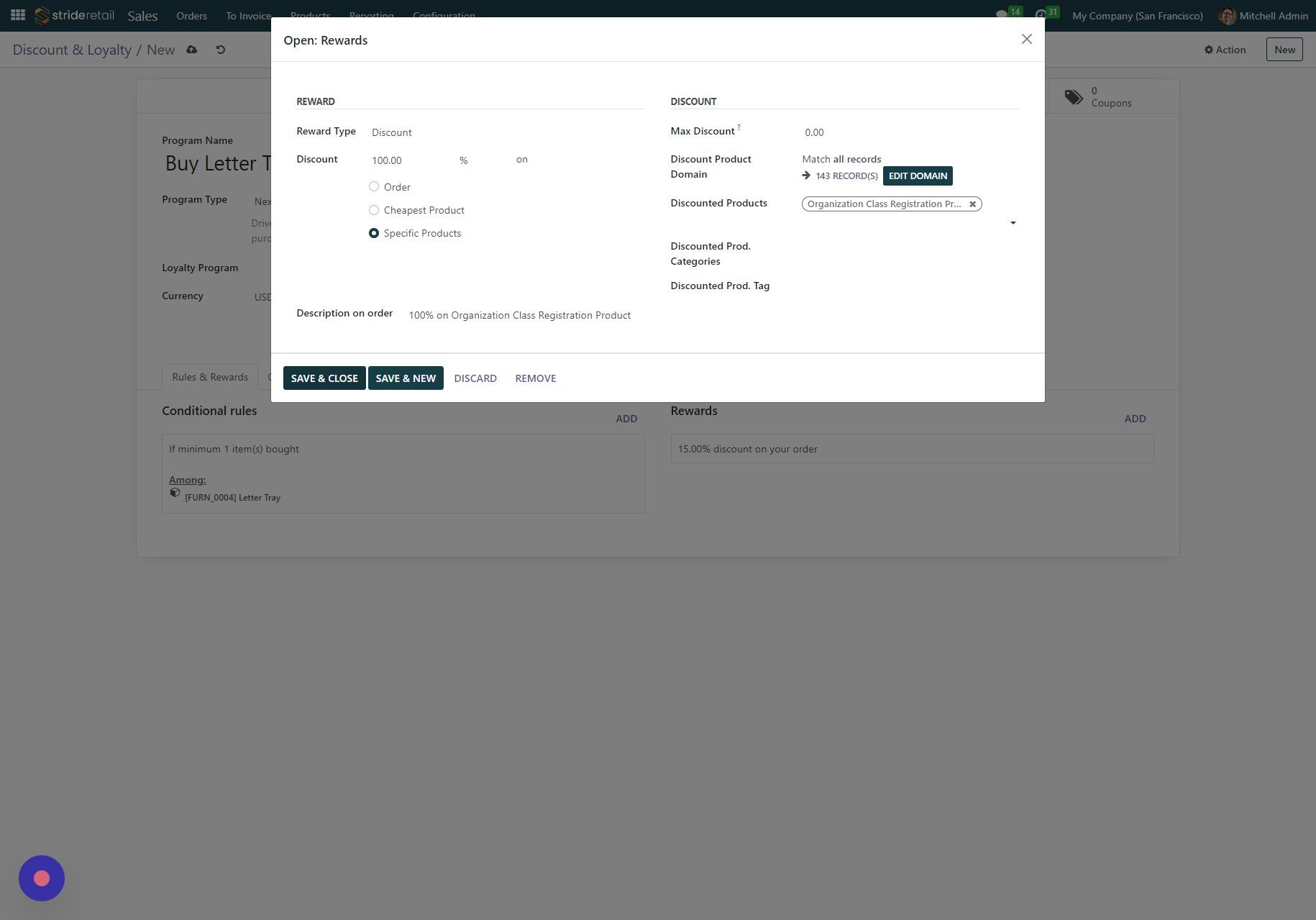 Screenshot of: Click "SAVE & CLOSE"