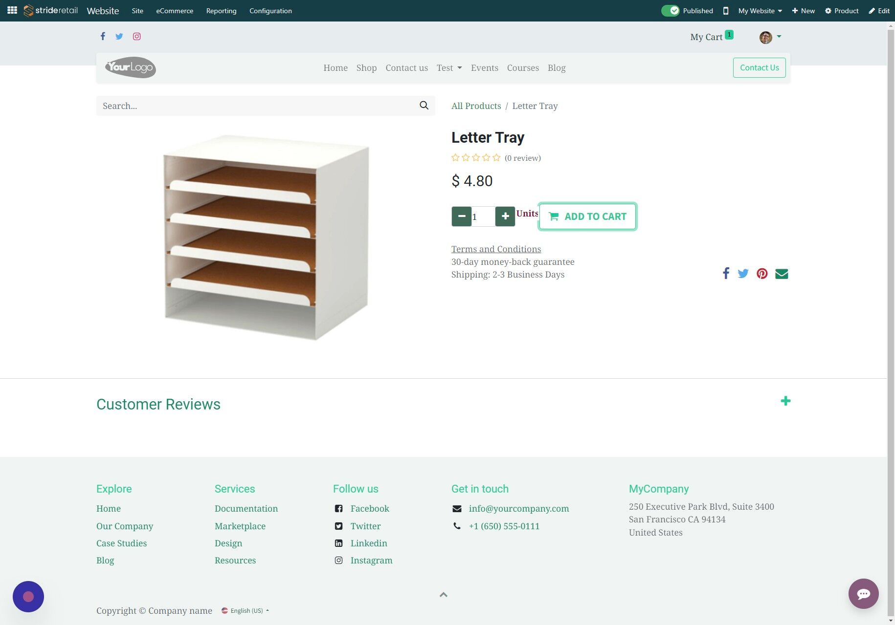 Screenshot of: Click "My Cart"