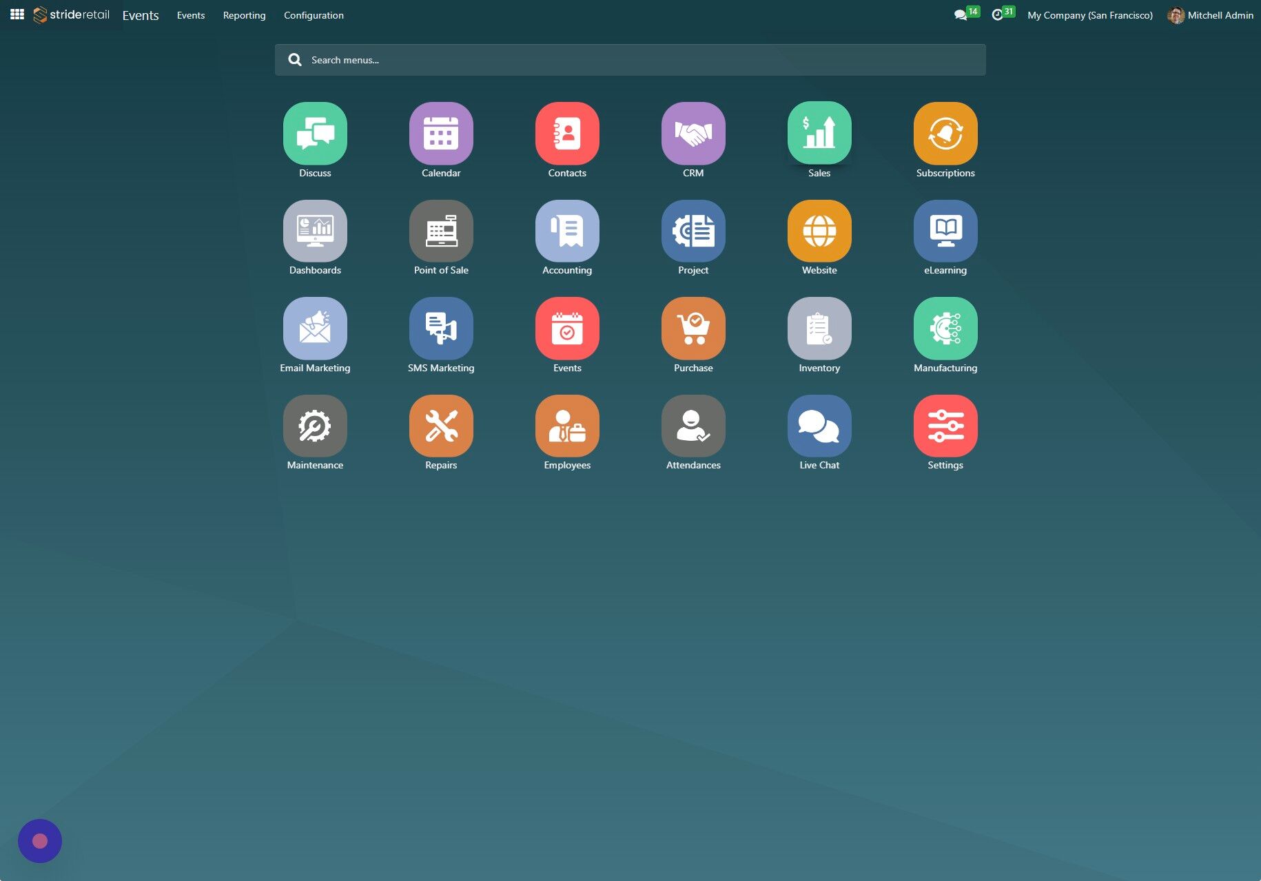 Screenshot of: Navigate to the Sales module