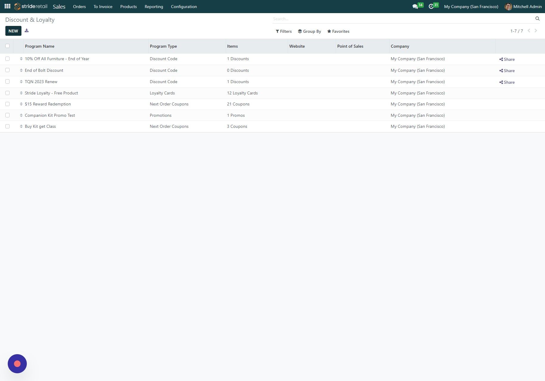 Screenshot of: Click "NEW"