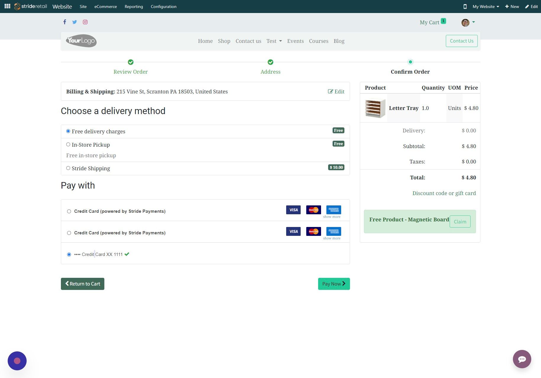 Screenshot of: Click "Pay Now"