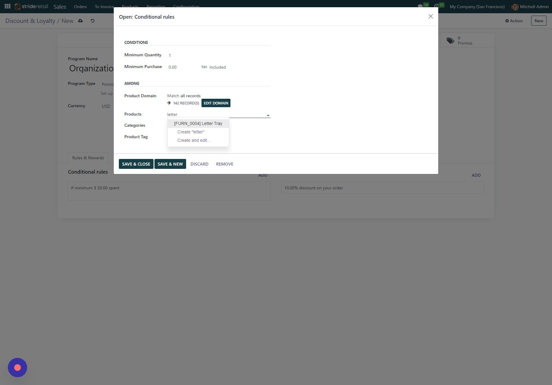 Screenshot of: Click "[FURN_0004] Letter Tray"