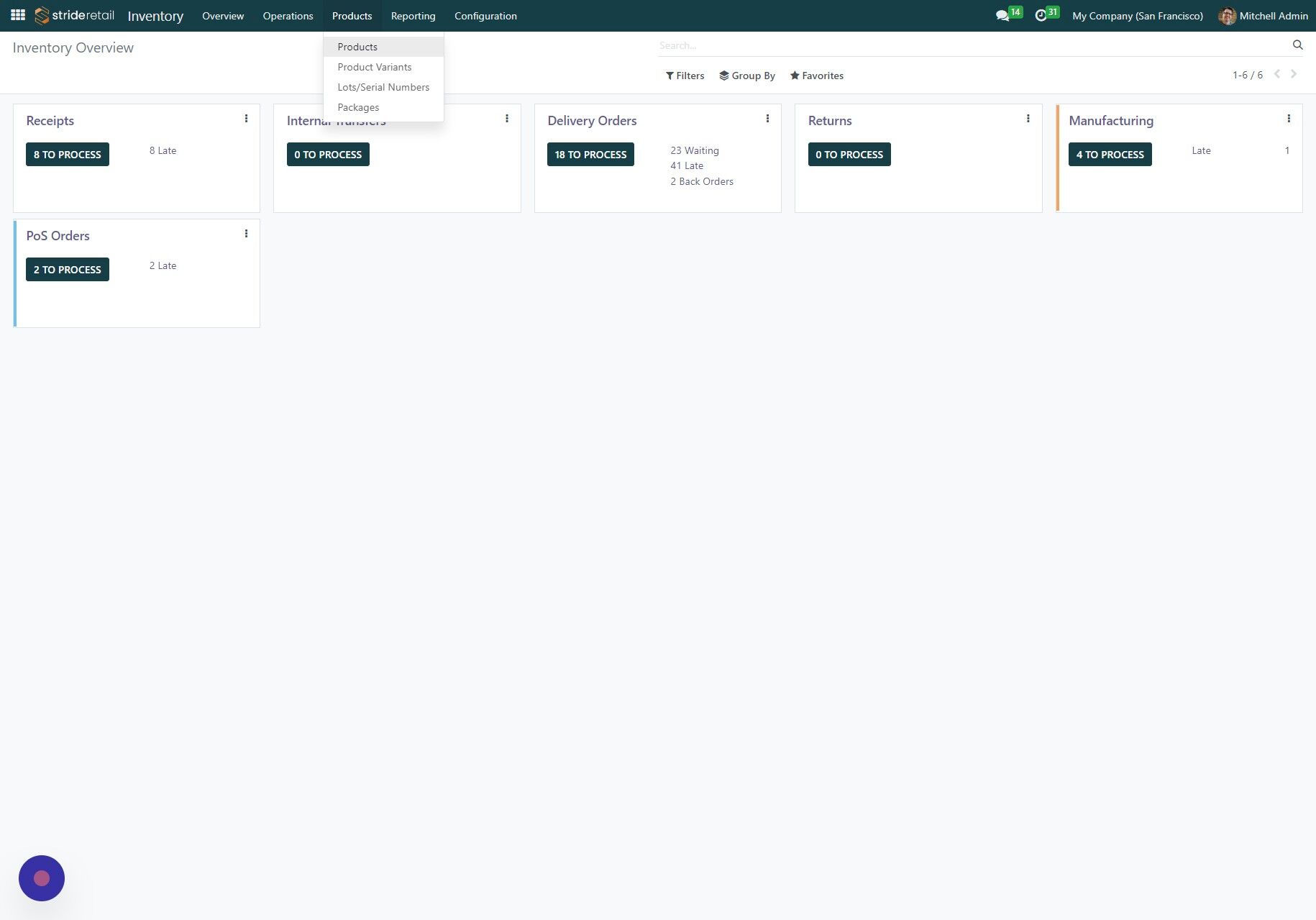 Screenshot of: Click "Products"
