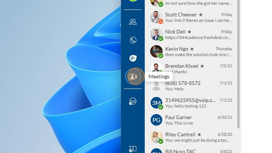 Screenshot of: Meetings is your one stop shop for video conferencing integrated right into your phone system.