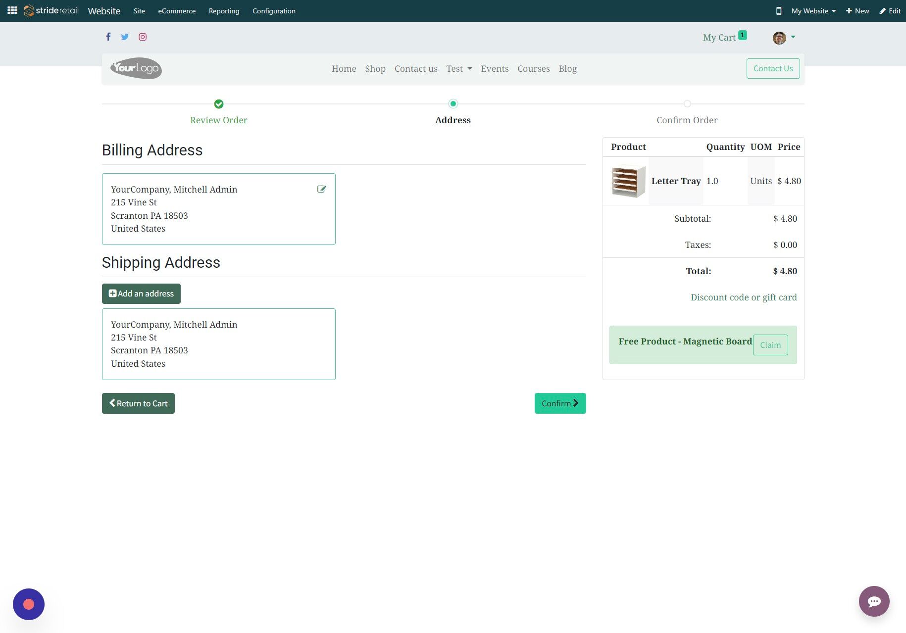Screenshot of: Click "Confirm"