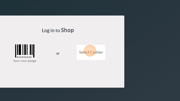 Screenshot of: Click "Select Cashier"