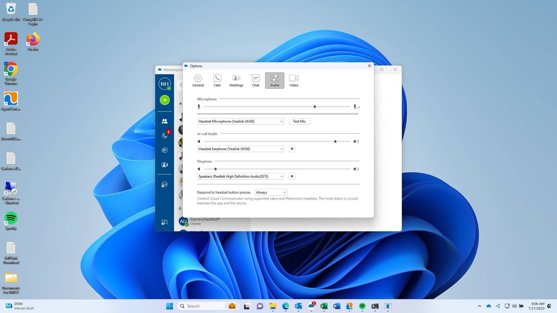 Screenshot of: Click "Options"