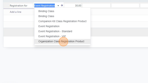 Screenshot of: Select the unique registration product and set the additional fields as desired.