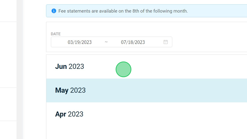 Screenshot of: Select Month.