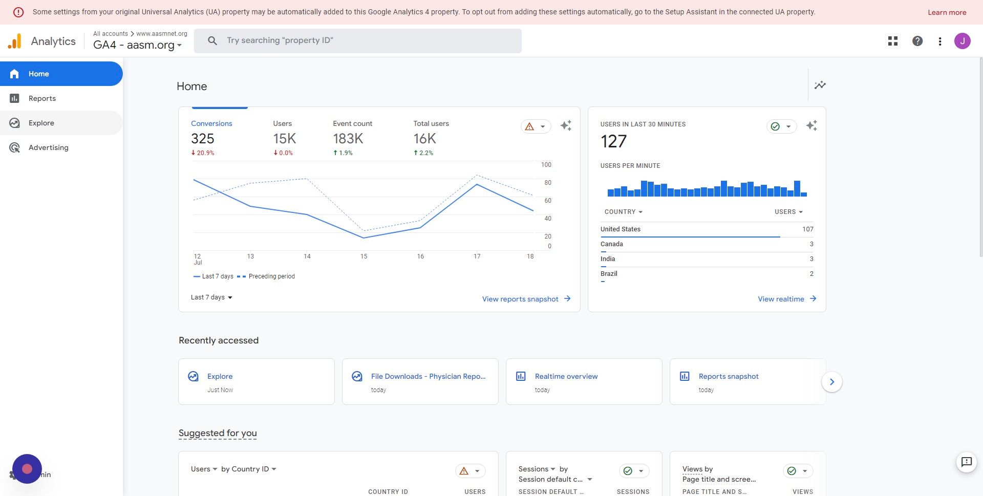 Screenshot of: Click "Explore"