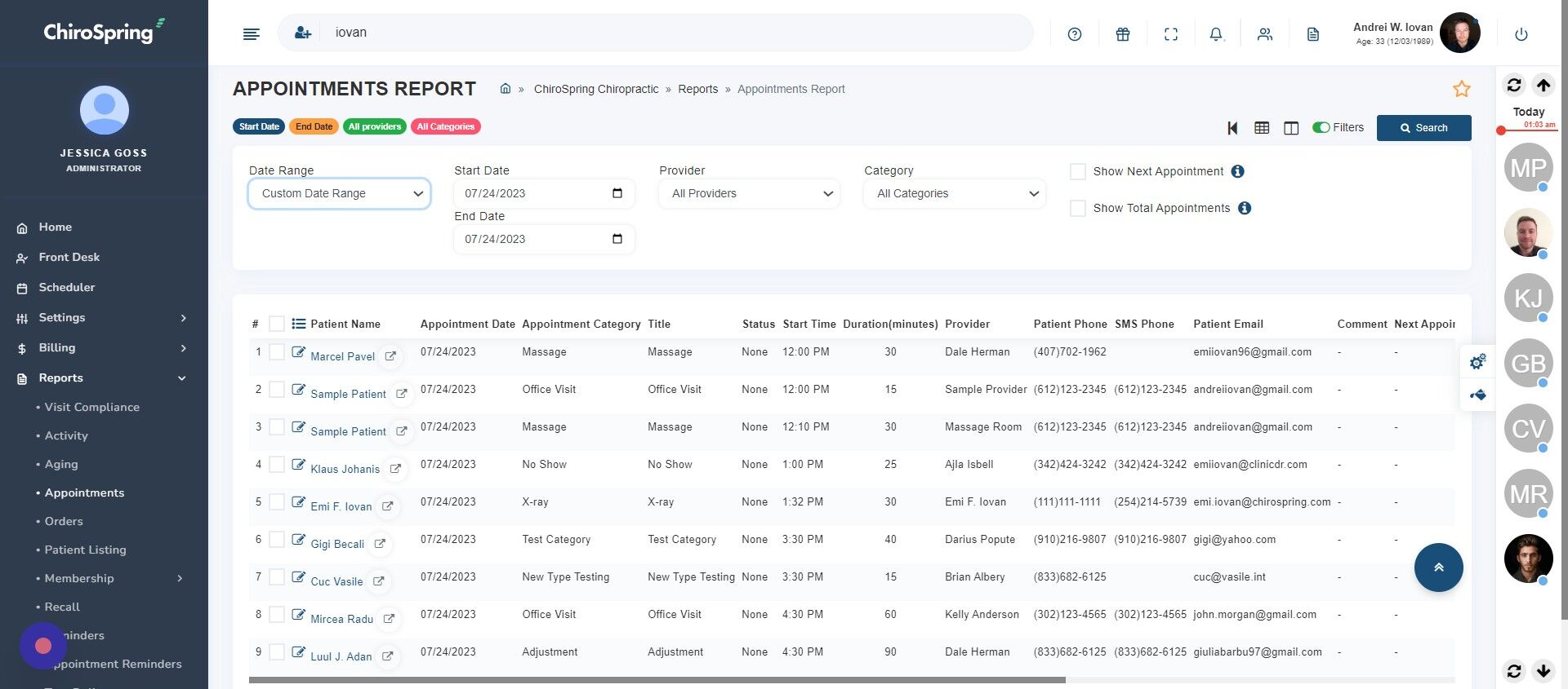 Screenshot of: Select Custom Date Range.
