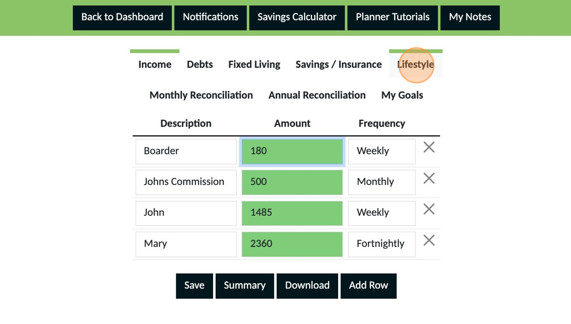 Screenshot of: Click "Lifestyle"