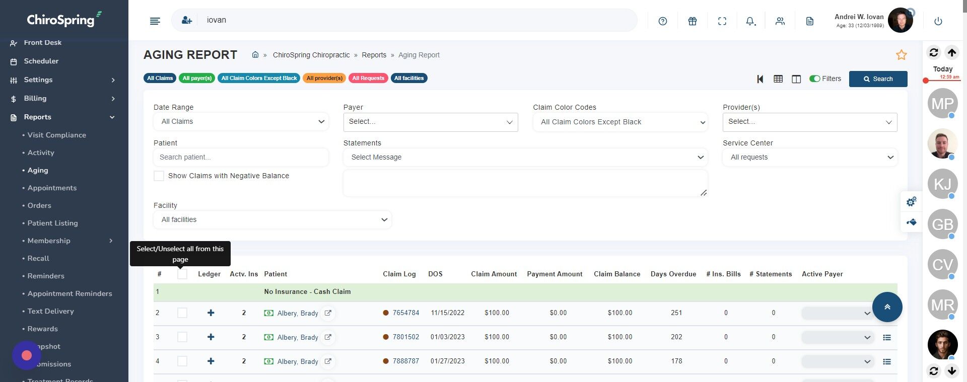 Screenshot of: Click this checkbox, to select all on page.