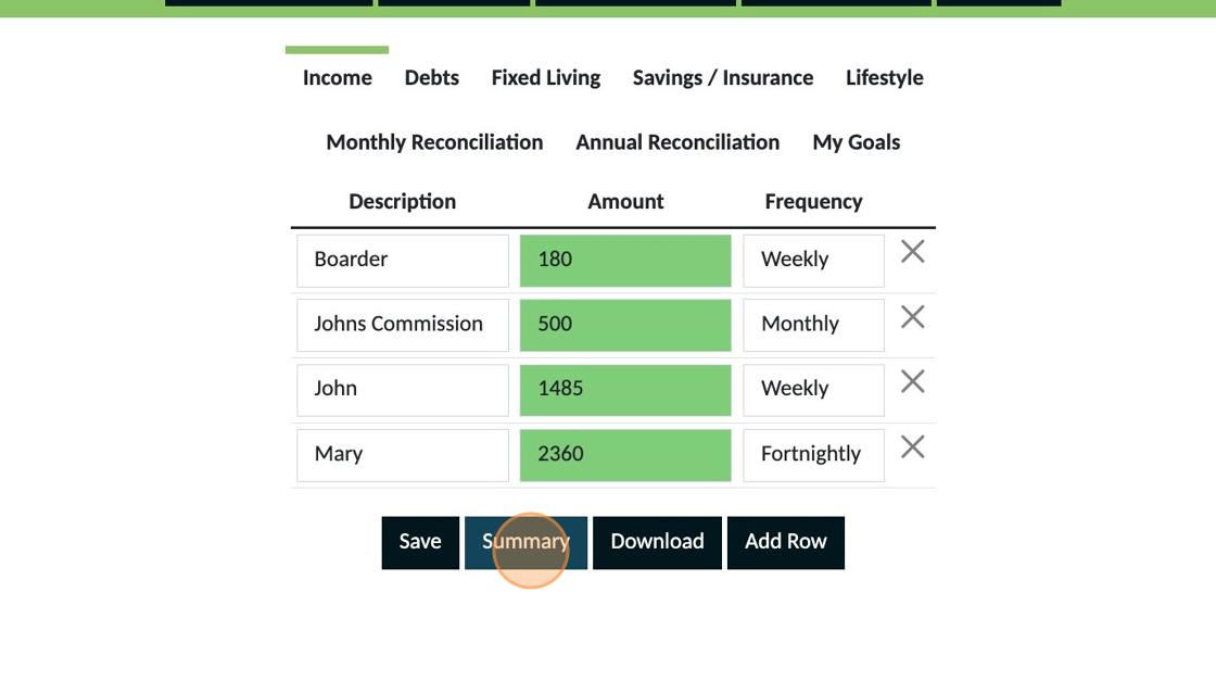 Screenshot of: Click "Summary"