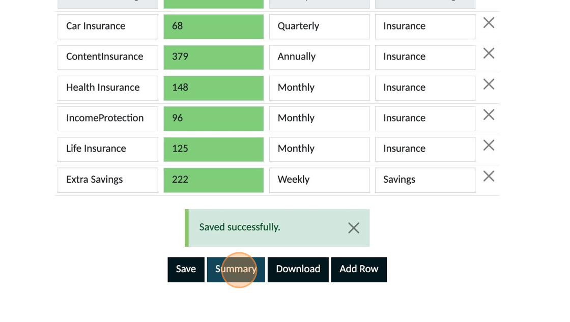 Screenshot of: Click "Summary"