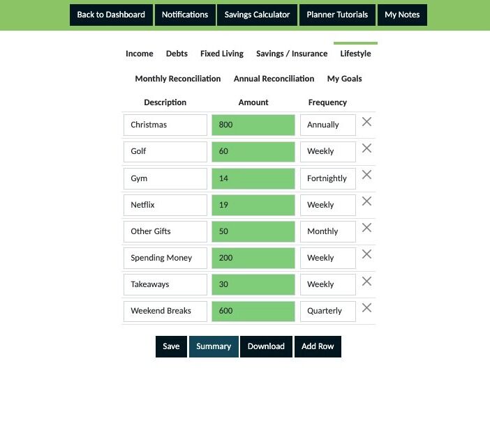 Screenshot of: Click "Summary"