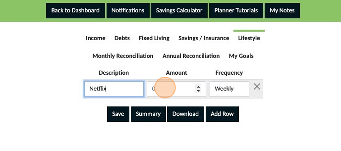 Screenshot of: Click the "Amount" field and enter the amount for the expense.