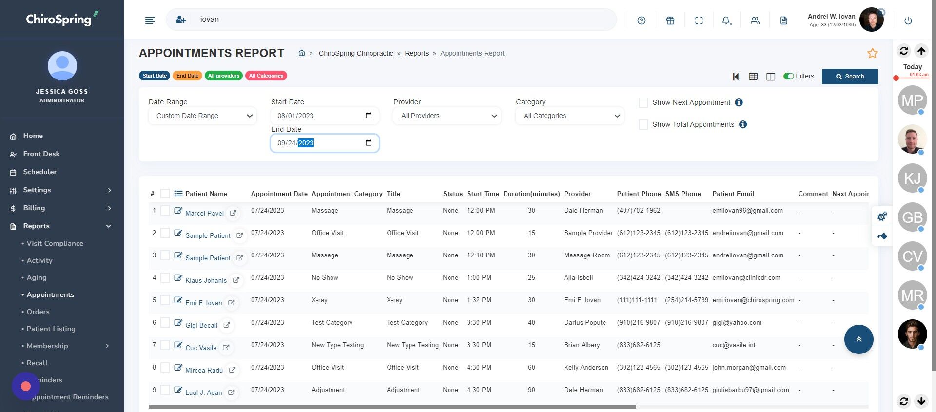 Screenshot of: Specify Start and End Date