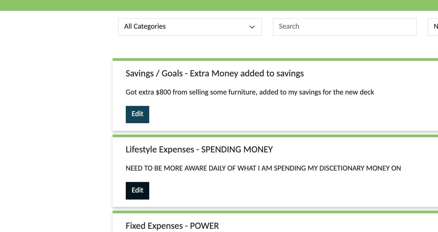 Screenshot of: To make changes to any existing notes click "Edit" and remember to click save after you have made any changes