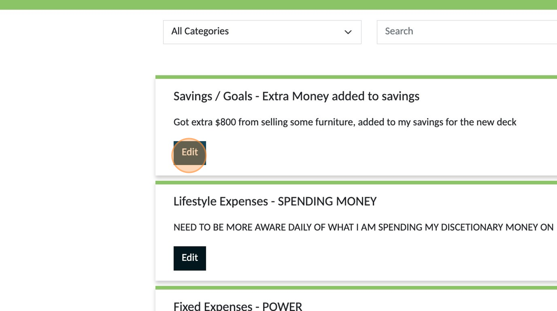 Screenshot of: To make changes to any existing notes click "Edit" and remember to click save after you have made any changes
