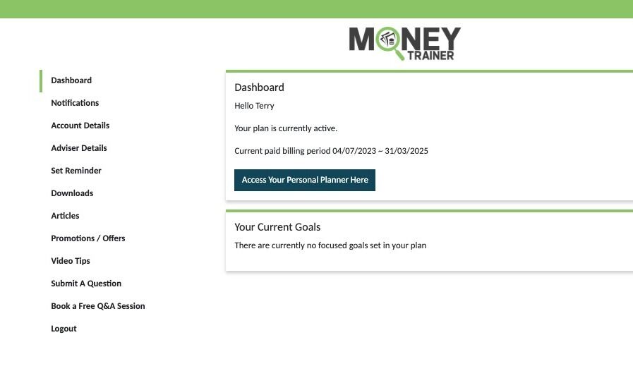 Screenshot of: Click "Access Your Personal Planner Here"