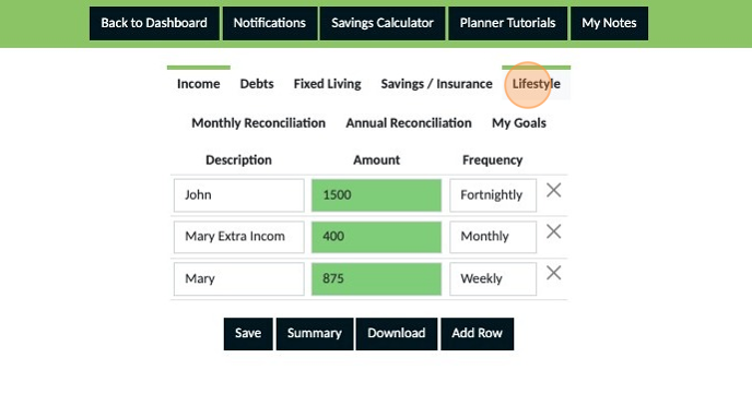 Screenshot of: Click "Lifestyle"