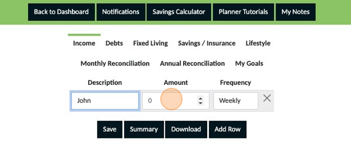 Screenshot of: Click the "Amount" field and enter the amount you get paid.