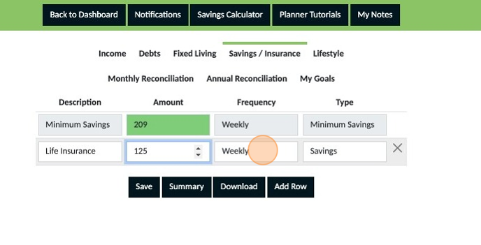 Screenshot of: Using the dropdown select the frequency the insurance is paid