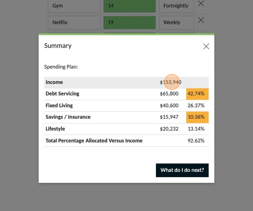 Screenshot of: Your total annual income to budget with is shown here.