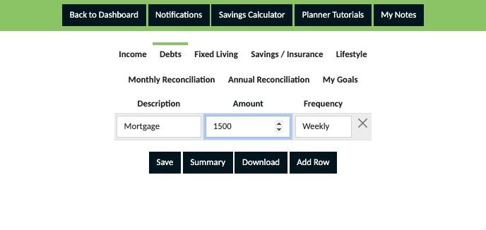 Screenshot of: From the dropdown select the frequency for the payment.

Note: Use the frequency for how your payments happen, do not average payments. If your payments occur weekly select weekly, if they occur monthly select monthly etc.