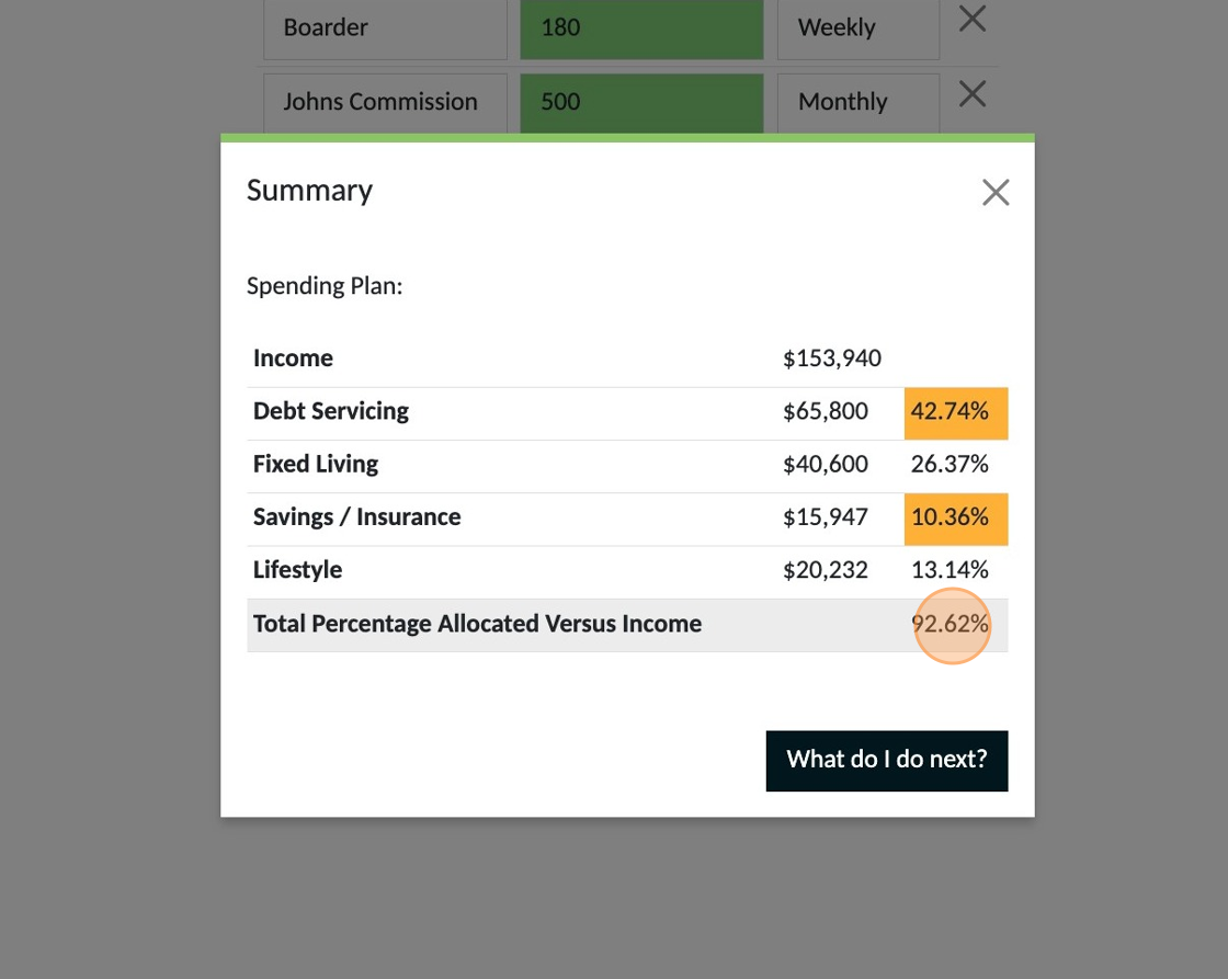 Screenshot of: Make a note of the total percentage