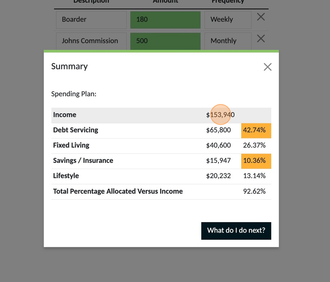 Screenshot of: Make a note of the total annual income amount