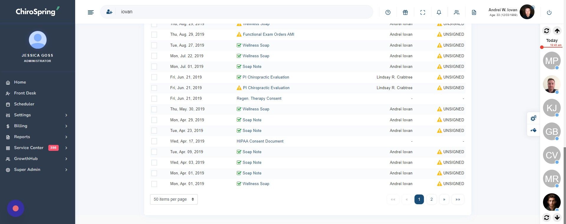 Screenshot of: Scroll to the bottom to expand per page