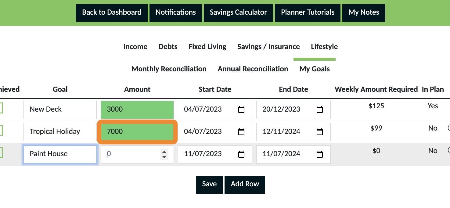 Screenshot of: Enter the amount you want to save for this goal
