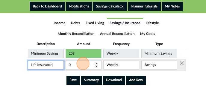 Screenshot of: Click the "Amount" field and enter the premium you pay
