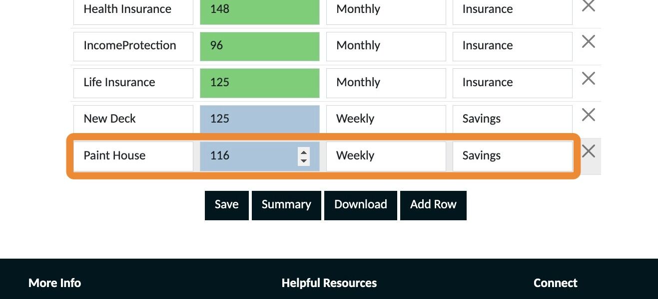 Screenshot of: Your goal will be added to your plan and appear in the 'Savings/Insurance section.