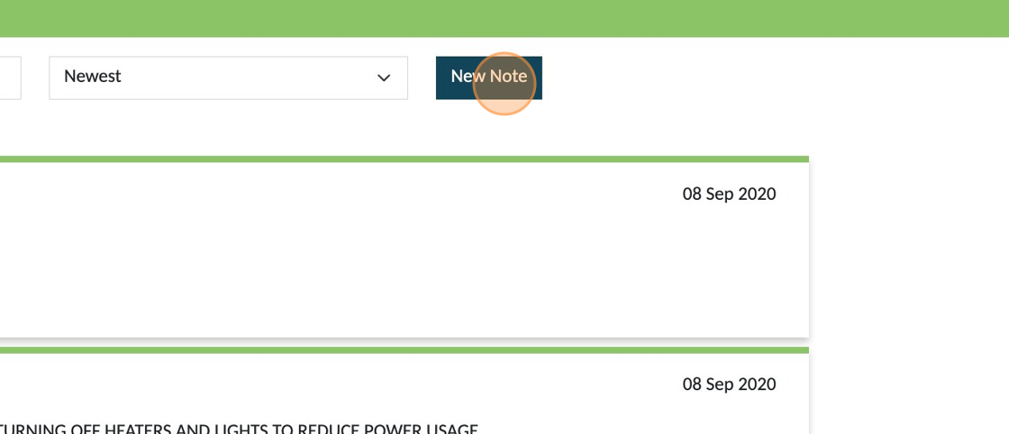 Screenshot of: To add a new note click "New Note"