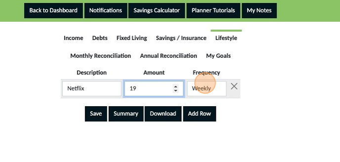Screenshot of: Using the 'dropdown' select the frequency that this expense occurs.